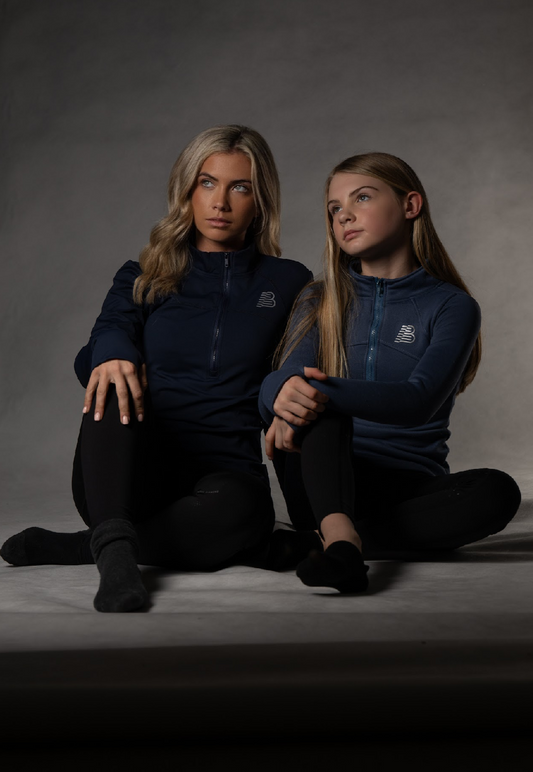 Ocean Navy Quarter Zip Long Sleeve Top